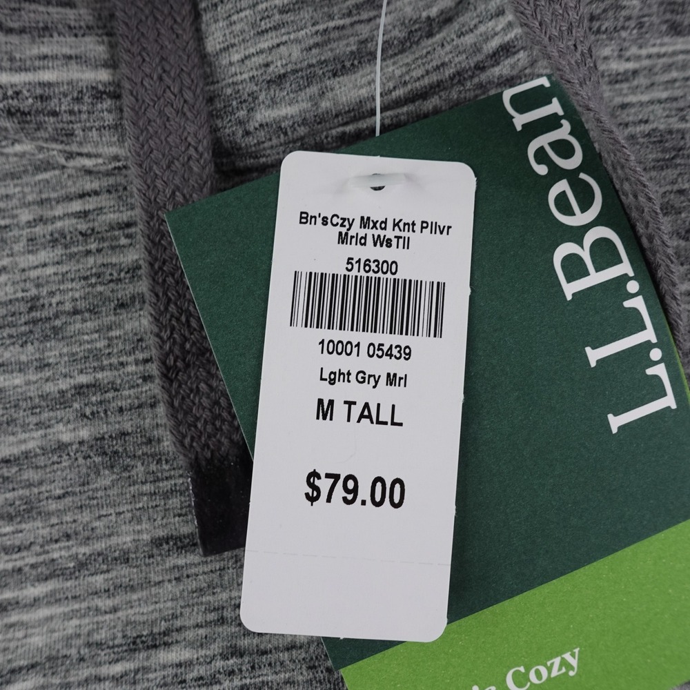 L.L.Bean Pullover Womens M Tall Gray Marled Mixed Knit Funnel Neck NWT Cozy Tops - Picture 3 of 7